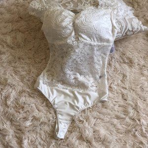 White Lace Bustier Body Suit